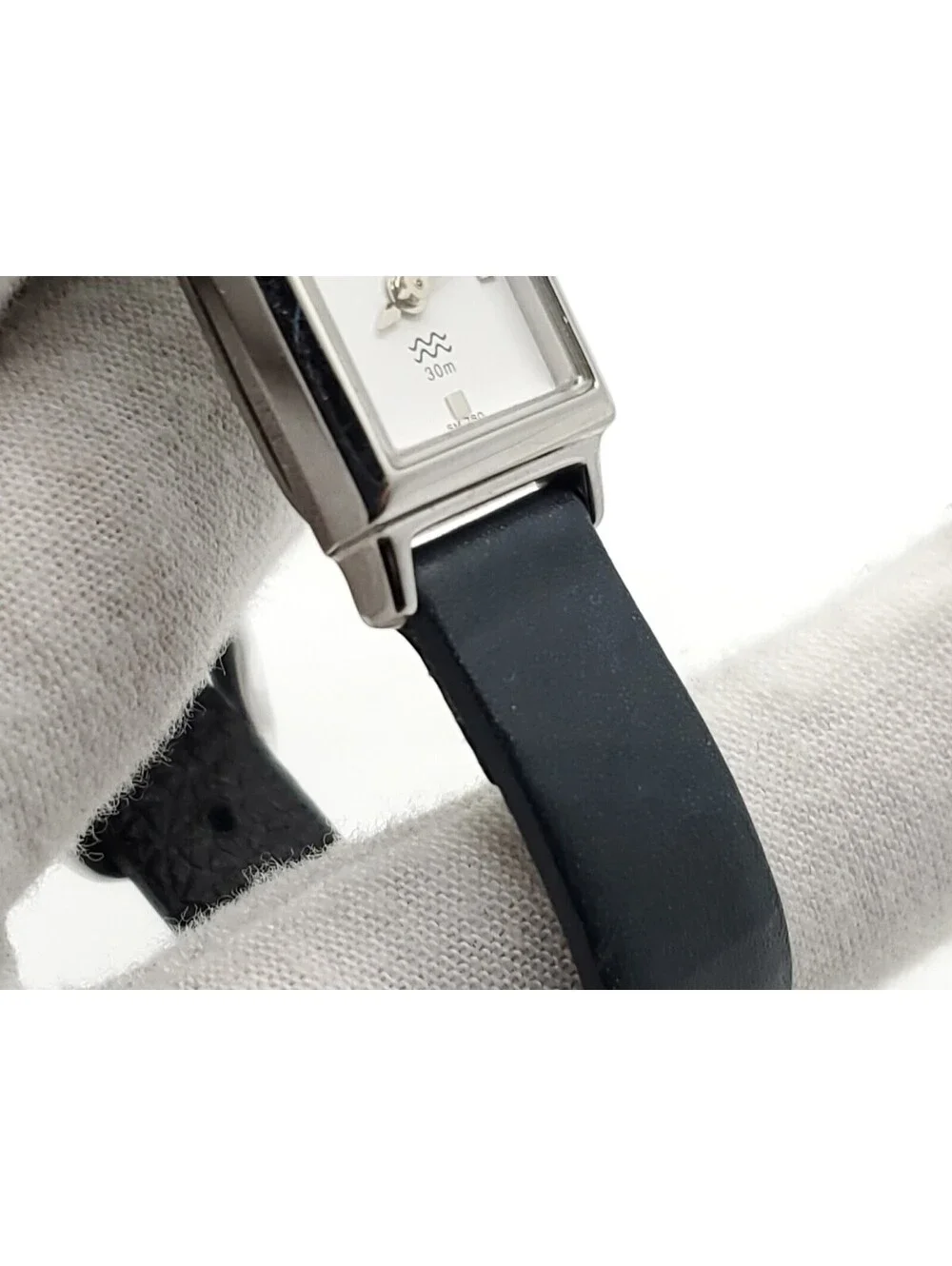 Sonata Quartz Watch Womens New Battery Silver Tone Black Band Square 17mm